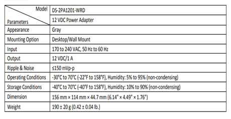 Hikvision-CCTV-Power-supply-specifications